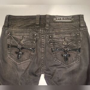Rock Revival Skinny Jean, Women Gray, Pockets, Black Sequin, Celline, 29